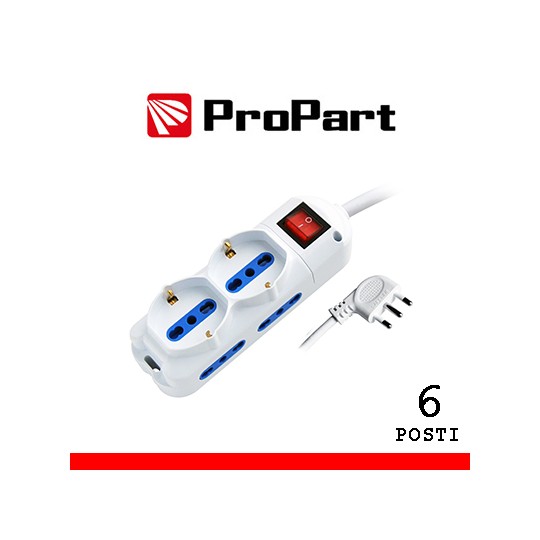 Multipresa 6 Posti Bipasso/Schuko 16A 250V MAX 3500W cavo 1,5mt