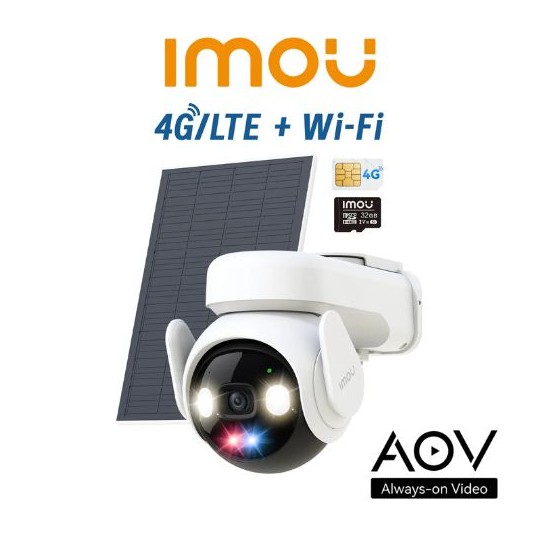 Telecamera videosorveglianza Imou AOVPT4GKIT 5Mpx 3K WIFI+4G+ batteria+pannelllo solare con SIM inclusa