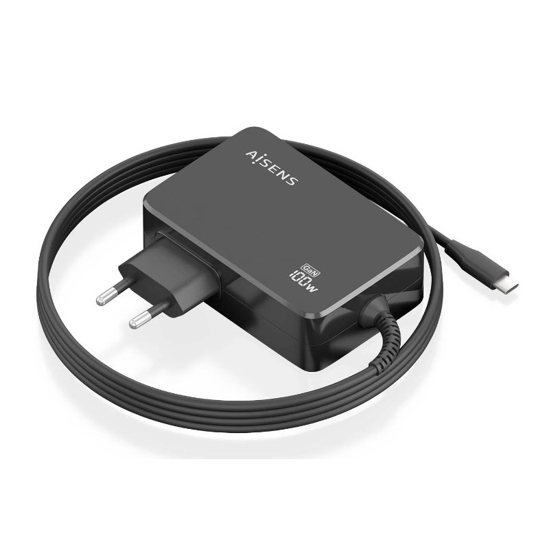 Alimentatore Aisens 100W USB Type C PD3.0 GaN Nero 1,8mt