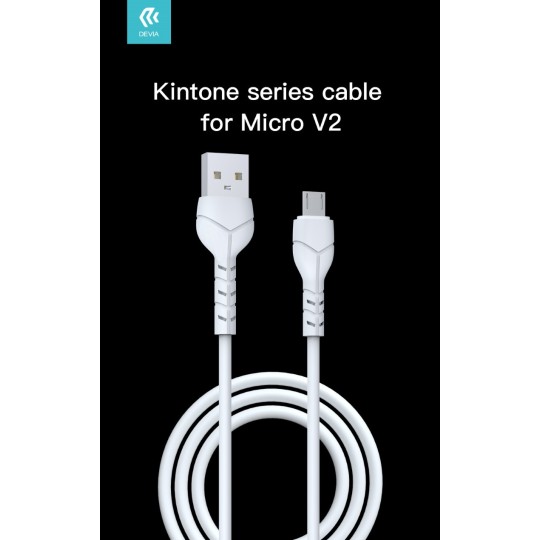 Cavo Kintone Devia USB A to Micro USB 1mt 2,1a bianco