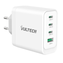 Caricatore Usb da presa Vultech CC100-3C1A Porte Type-C 1 Porta USBPD100 GaN PPS 100W - QC3.0- BiancoDimensioni Compatte