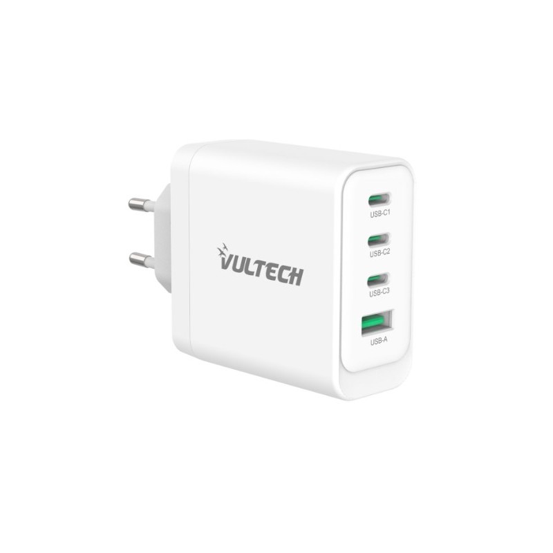 Caricatore Usb da presa Vultech CC100-3C1A Porte Type-C 1 Porta USBPD100 GaN PPS 100W - QC3.0- BiancoDimensioni Compatte