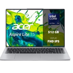 Notebook 15,6" Acer Aspire Lite Intel Core Ultra 5 115U, RAM DDR5 16GB, SSD 512GB, WIFI6 + Bluetooth, Windows 11 Home